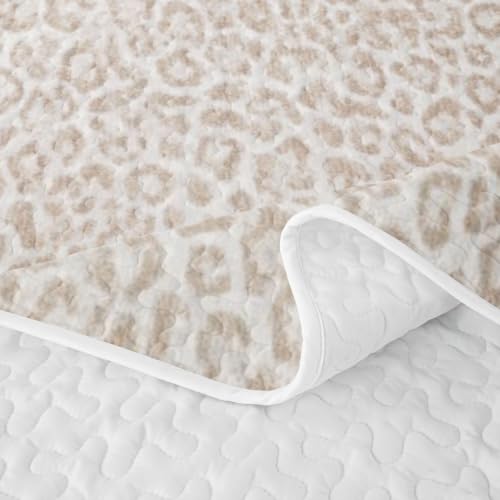 Beige Leopard 3-Piece Quilt Set King Bedding Microfiber All Season