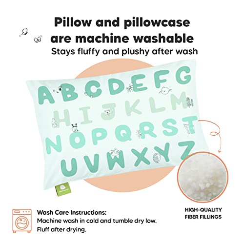 Toddler Pillow with Pillowcase - 13x18 My Little Dreamy Kids Travel Bed Pillows for Sleeping, Organic Cotton Small Pillowcase, Soft & Breathable, Machine Washable, Toddlers 2-5 years old (Kea123)
