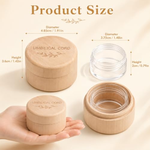 Baby Keepsake Box with Acrylic Inner Container - Wooden Ubilical Cord Memorial Storage