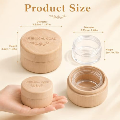 Baby Keepsake Box with Acrylic Inner Container - Wooden Ubilical Cord Memorial Storage