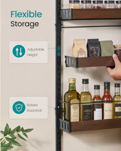 SONGMICS 6-Tier Over-the-Door Pantry Organizer Adjustable Spice Rack Black Walnut Finish