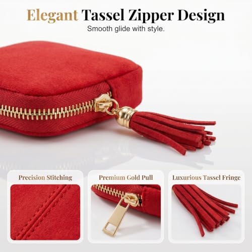 Travel Jewelry Case with 6 Layers & Zipper Closure - Portable Organizer for Rings & Earrings - Blue (G)