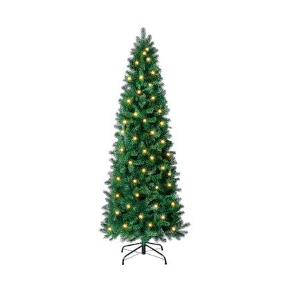 4.5 Ft Artificial Christmas Tree with Warm White Lights, Slim Pre-Lit Xmas Tree