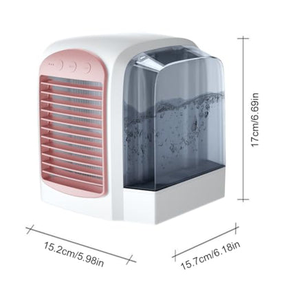 Pink Water-Cooled Personal Mini Air Cooler for Home Office - Portable, Humidifier & Purifier