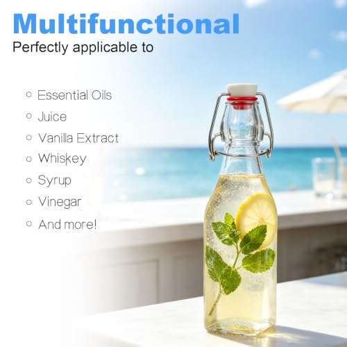 8 Pack 8oz Glass Swing Top Bottles for Vanilla Extract and Beverages