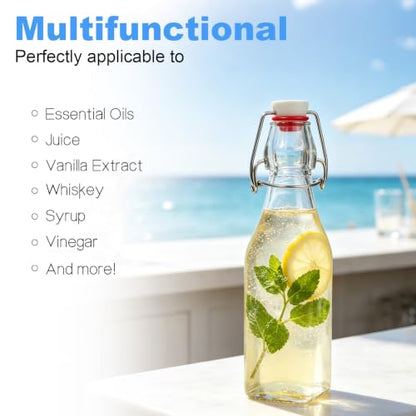8 Pack 8oz Glass Swing Top Bottles for Vanilla Extract and Beverages