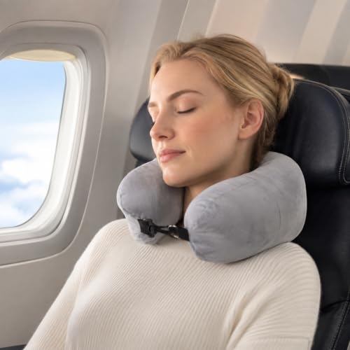 Adjustable Travel Neck Pillow - Fillable Support Cushion with Storage