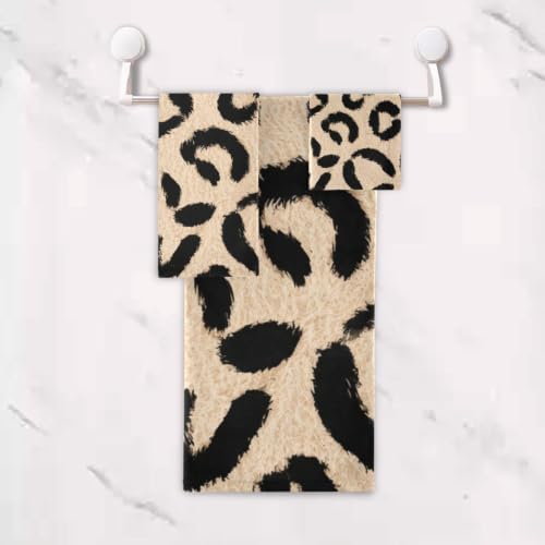 ALAZA Beige Leopard Spots Towel Set - 3 Piece Bathroom Linen Multi13