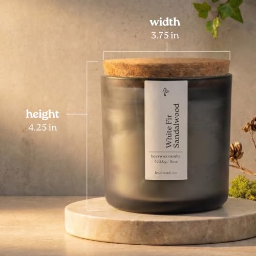 Non Toxic Beeswax Candle 16oz - White Fir Sandalwood, Hand-Poured in Colorado