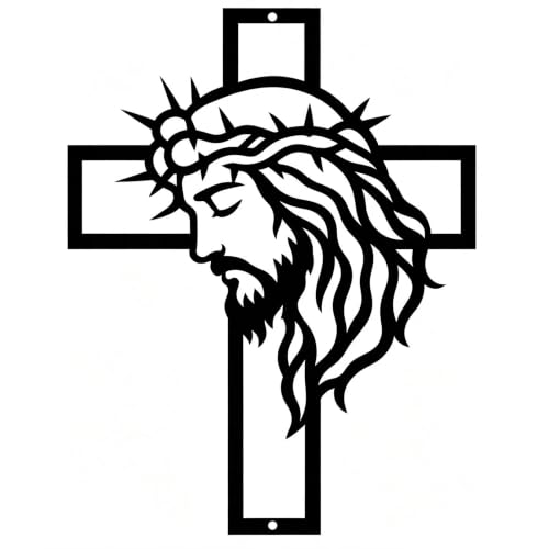 Jesus Wall Decor Cross with Crown of Thorns Christian Silhouette - Faith Gift