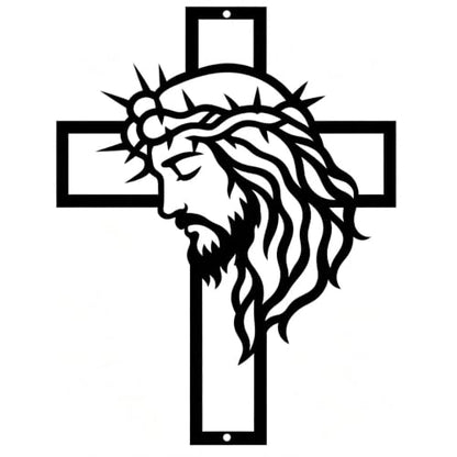 Jesus Wall Decor Cross with Crown of Thorns Christian Silhouette - Faith Gift
