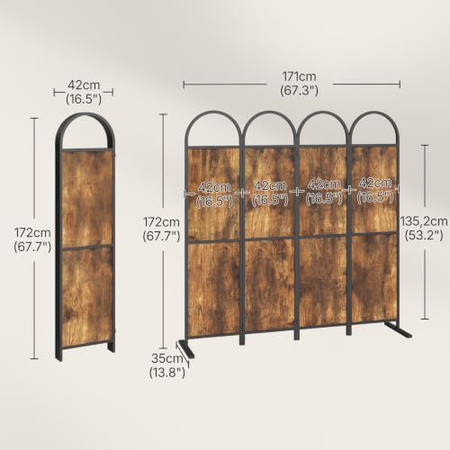 4-Panel Folding Room Divider Screen, 5.6 ft Tall Privacy Screen