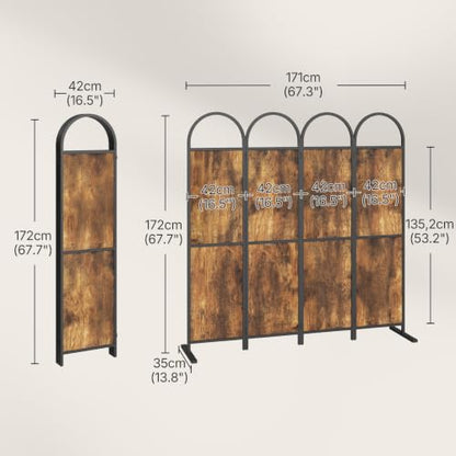 4-Panel Folding Room Divider Screen, 5.6 ft Tall Privacy Screen