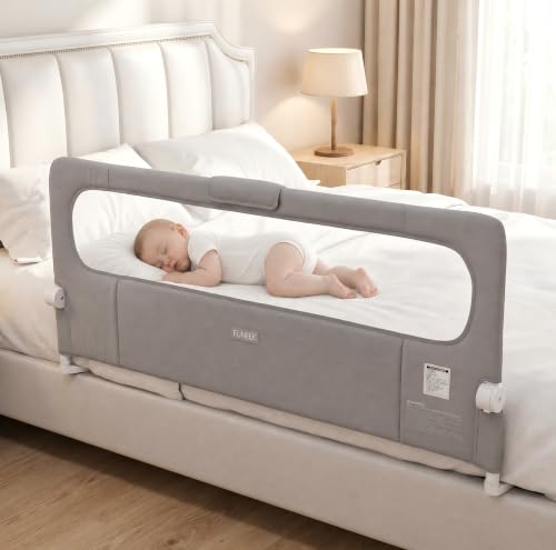 Toddler Bed Rail Guard - 59 Inch Swing Down Bed Safety Barrier - Rectangular