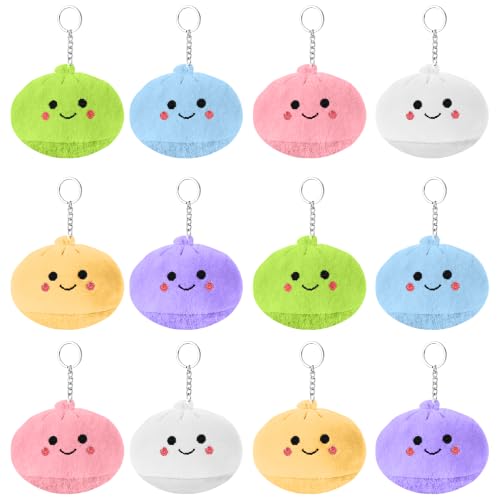 12-Pack Cute Plush Dumpling Keychains Party Favors & Bag Charms