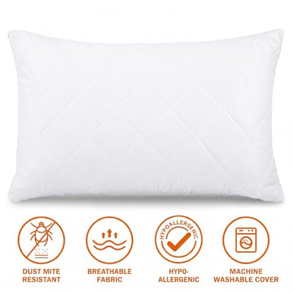 Queen Size Waterproof Microfiber Pillow Protectors Set - 2 Pack