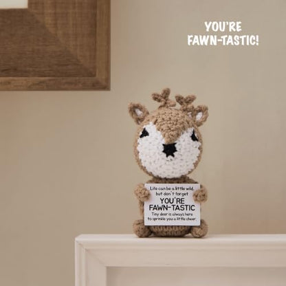 Fawn-tastic Crochet Deer Gift - Positive Birthday Gift for Women & Men