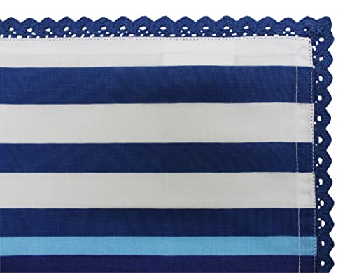 Blue Lace Cloth Napkins Set of 12 - 18x18 Inch Cotton Dinner Napkins