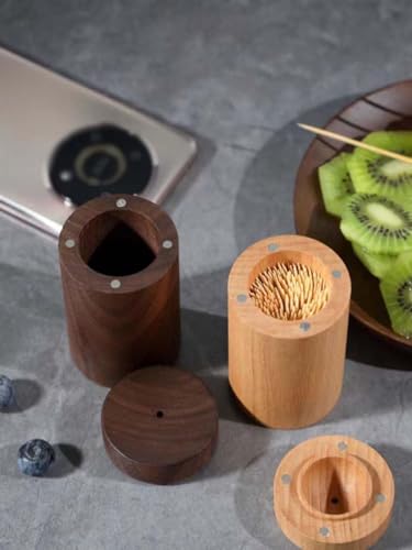 Wooden Toothpick Dispenser with Magnetic Top - 180 Pcs, Type 3