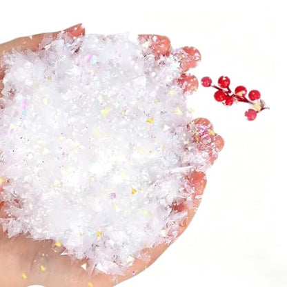 Artificial Snow Filler for Holiday Decorations, 50g Sparkling Winter Scene