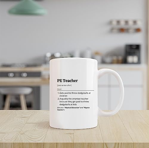 PE Teacher Ceramic Mug 11oz Coffee Tea Cup with Handle - Minimalist Design