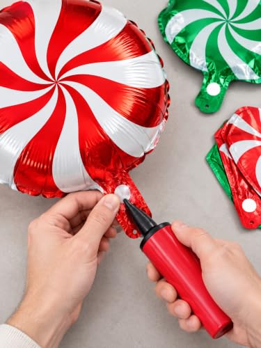 HTZNHXT 64Pcs Christmas Foil Candy Cane Balloon Kit - Mylar Holiday Decor