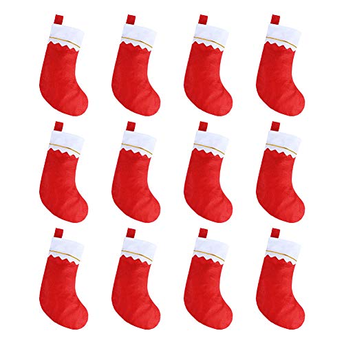 CCINEE 12-Pack Red Felt Christmas Stockings 15-Inch with 7-Inch Opening