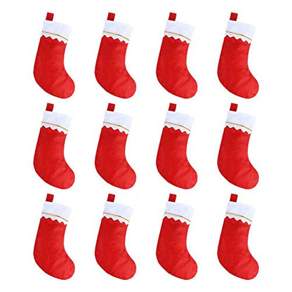 CCINEE 12-Pack Red Felt Christmas Stockings 15-Inch with 7-Inch Opening
