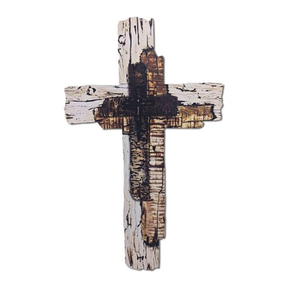 Rustic Wooden Wall Cross - Farmhouse Christian Home Decor, 13.4 Inch