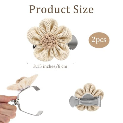 Natural Linen Curtain Tiebacks with Flower Accent - 2 Pack