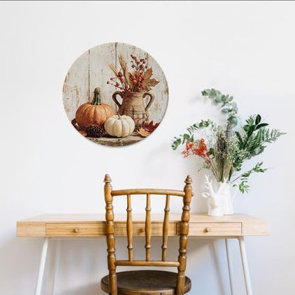 Fall Pumpkins Wall Decor Plates - 10 Inch Thanksgiving Harvest Design - PE-6