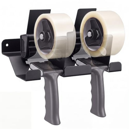 Pelopy Aluminum Wall Mount Tape Gun Holder Dispenser - Black, 2 Roll Capacity