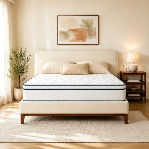 12 Inch Queen Size Hybrid Mattress in a Box - Memory Foam & Pocket Springs, Medium Plush