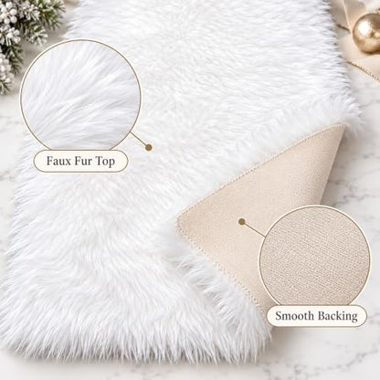 Faux Fur Table Runner 12x36 Inch White Christmas Decor Cozy Holiday Dining