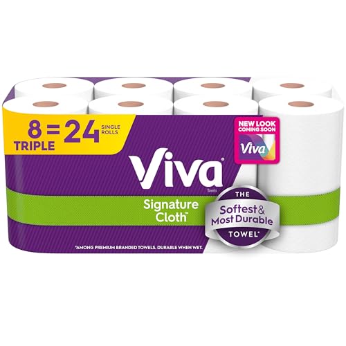 Viva Signature Cloth Paper Towels, Task Size - 12 Family Rolls (2 Packs of 6 Rolls) = 30 Regular Rolls (143 Sheets Per Roll)