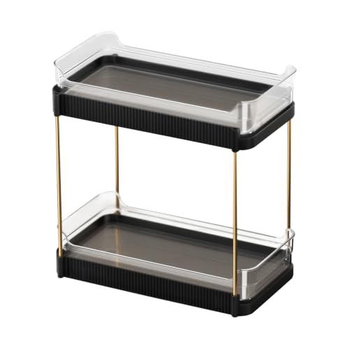 2-Tier Bathroom Shelf Organizer with Detachable Clear Trays for Vanity Storage