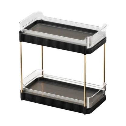 2-Tier Bathroom Shelf Organizer with Detachable Clear Trays for Vanity Storage