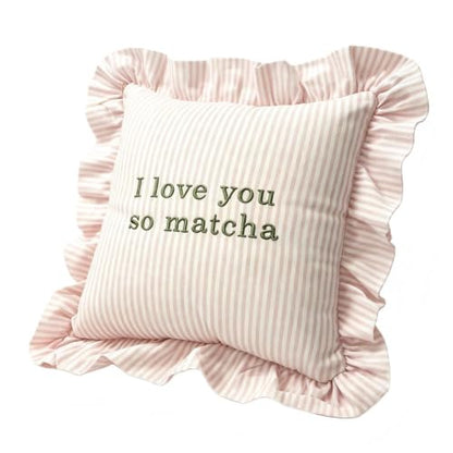 14x14 Inch Heartwarming Matcha Throw Pillow - Cute Home Decor