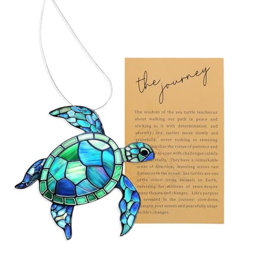 Sea Turtle Acrylic Window Suncatcher Coastal Decor Christmas Ornament Blue Sea