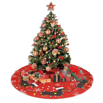 Dachshund Christmas Tree Skirt - Medium, Dog Funny Holiday Decor, 36 Inch