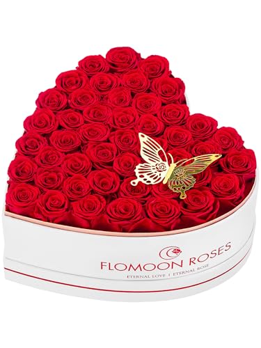 47 Preserved Roses in a Box - Romantic Red Flowers Gift Set