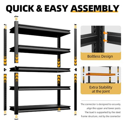 40-Inch Garage Shelving Unit with 5 Steel Adjustable Shelves – Heavy-Duty Storage Rack
