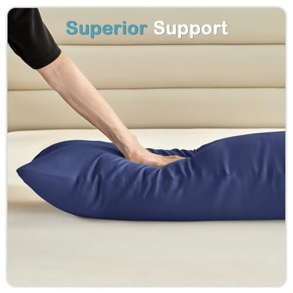 Weighted Body Pillow for Adults - 48x14 Navy Blue with Cooling Tencel Cover, 8.5 lbs for Better Sleep & Side Support