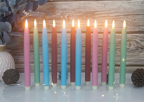 Pink Flameless Taper Candles Set of 3 with Timer & Remote - Real Wax Dinner Decor