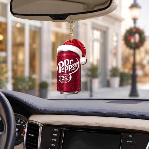 Cherry Cola Wooden Christmas Ornament - Double-Sided Retro Santa Drink Decor