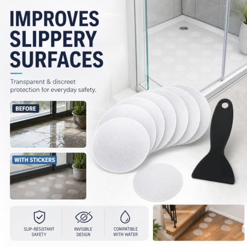 20 Pack Non-Slip Shower Floor Stickers - Transparent Bathroom Safety Decals