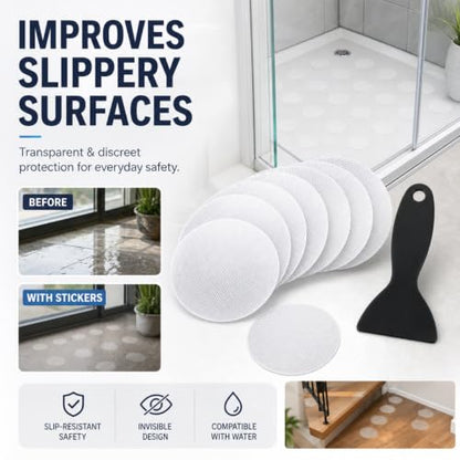20 Pack Non-Slip Shower Floor Stickers - Transparent Bathroom Safety Decals