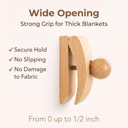 Heavy Duty Wooden Quilt Hanger with Strong Grip for Tapestries & Wall Art