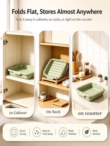 Foldable Hanging Sink Drain Basket - Green, Fast-Draining, Detachable Kitchen Organizer