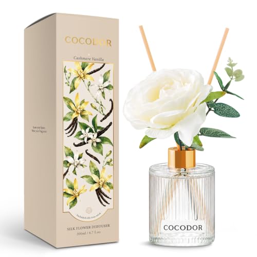 Silk Flower Reed Diffuser Set - Cashmere Vanilla - 6.7 oz Home Decor